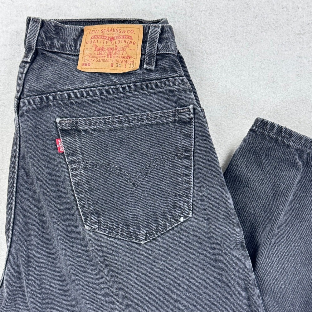 Levis‎ 560 Loose Fit Tapered Leg Jeans Mens 34x30 Black Denim Vintage 90s